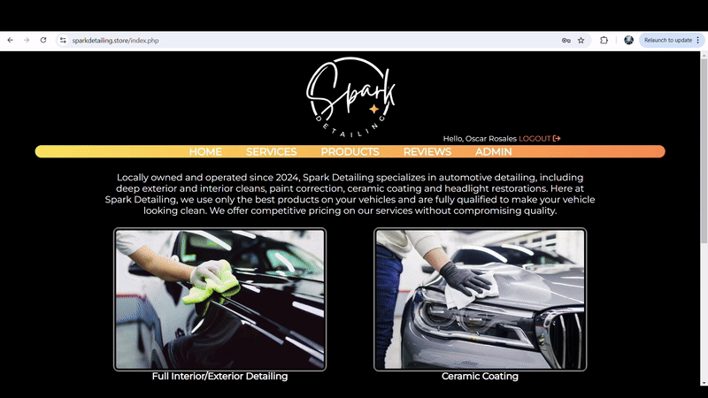 Spark Detailing website demo